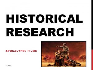 HISTORICAL RESEARCH APOCALYPSE FILMS 15122021 APOCALYPSE GENRE Early