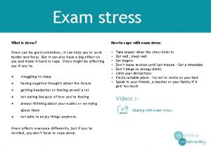 Exam stress What is stress How to cope