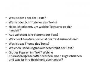 Was ist der Titel des Texts Wer ist