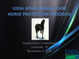 USDA APHIS ANIMAL CARE HORSE PROTECTION PROGRAM Sound