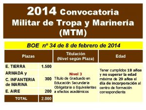 2014 Convocatoria Militar de Tropa y Marinera MTM