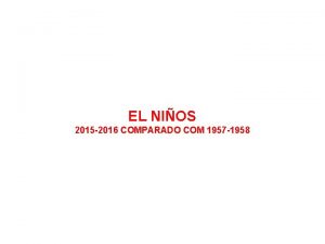 EL NIOS 2015 2016 COMPARADO COM 1957 1958