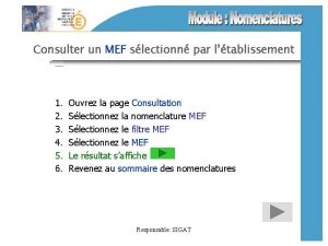 Consulter un MEF slectionn par ltablissement 1 2