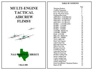 TABLE OF CONTENTS MULTIENGINE TACTICAL AIRCREW FLIMSY NAS