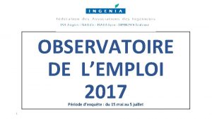 OBSERVATOIRE DE LEMPLOI 2017 Priode denqute du 15