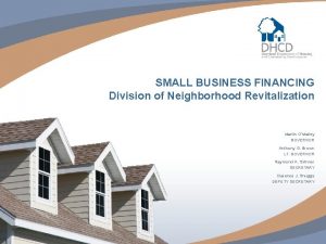 SMALL BUSINESS FINANCING Division of Neighborhood Revitalization Martin