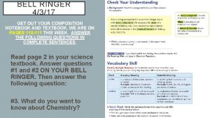 BELL RINGER 4317 GET OUT YOUR COMPOSITION NOTEBOOK