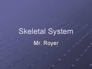 Skeletal System Mr Royer Skeletal System A system