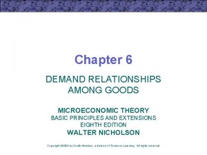 Chapter 6 DEMAND RELATIONSHIPS AMONG GOODS MICROECONOMIC THEORY