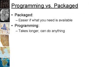 Programming vs Packaged Packaged Easier if what you