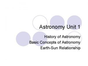 Astronomy Unit 1 History of Astronomy Basic Concepts