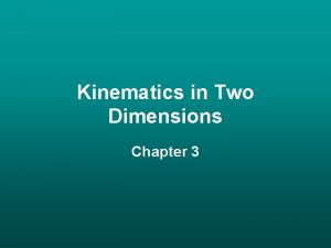 Kinematics in Two Dimensions Chapter 3 Vectors vs