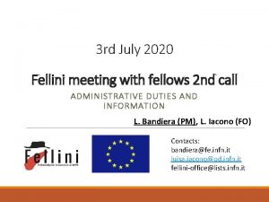 3 rd July 2020 Fellini meeting with fellows