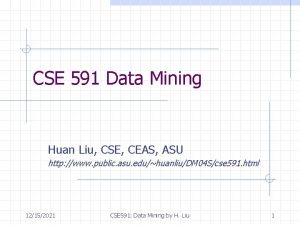 CSE 591 Data Mining Huan Liu CSE CEAS
