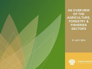 AN OVERVIEW OF THE AGRICULTURE FORESTRY FISHERIES SECTORS