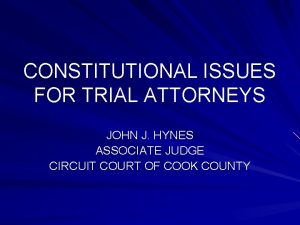 CONSTITUTIONAL ISSUES FOR TRIAL ATTORNEYS JOHN J HYNES