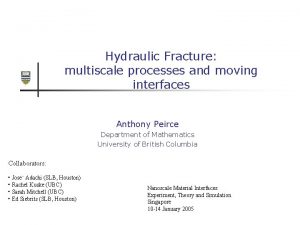 Hydraulic Fracture multiscale processes and moving interfaces Anthony