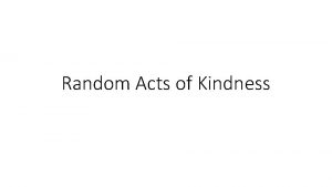 Random Acts of Kindness Extra Credit Opportunity For