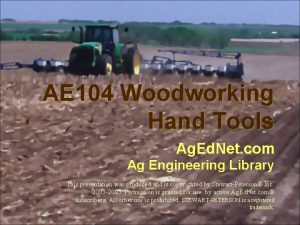 AE 104 Woodworking Hand Tools Ag Ed Net