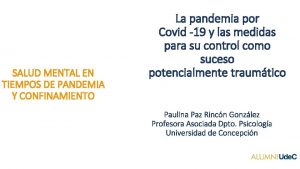 SALUD MENTAL EN TIEMPOS DE PANDEMIA Y CONFINAMIENTO