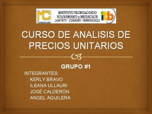 CURSO DE ANALISIS DE PRECIOS UNITARIOS GRUPO 1