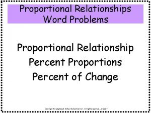 Proportional Relationships Word Problems Proportional Relationship Percent Proportions