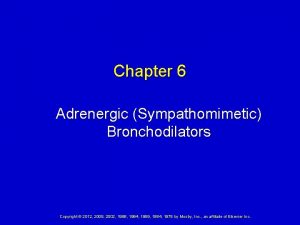 Chapter 6 Adrenergic Sympathomimetic Bronchodilators Copyright 2012 2008