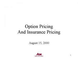 Option Pricing And Insurance Pricing August 15 2000