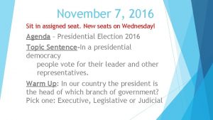 November 7 2016 Sit in assigned seat New