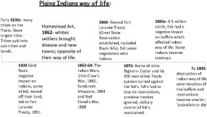 Plains Indians way of life life Early 1830