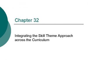 Chapter 32 Integrating the Skill Theme Approach across