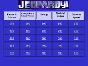 Forces Motion Earthquakes Seismic Waves Energy Skeletal System