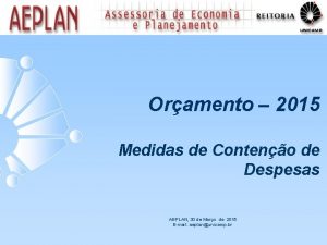 Oramento 2015 Medidas de Conteno de Despesas AEPLAN