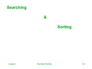 Searching Sorting Comp Sci 4 Searching Sorting 21