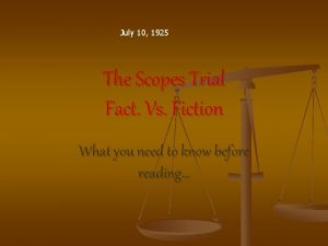 July 10 1925 The Scopes Trial Fact Vs