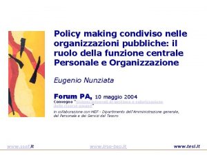 Policy making condiviso nelle organizzazioni pubbliche il ruolo