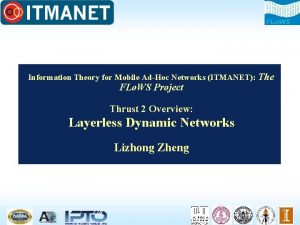 Information Theory for Mobile AdHoc Networks ITMANET The