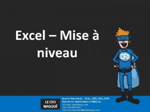 Excel Mise niveau LE CFO MASQU Sophie Marchand