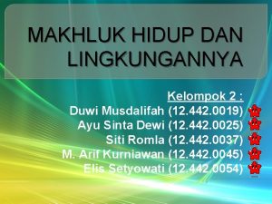 MAKHLUK HIDUP DAN LINGKUNGANNYA Kelompok 2 Duwi Musdalifah