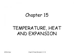 Chapter 15 TEMPERATURE HEAT AND EXPANSION MFMc Graw