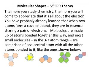 Molecular Shapes VSEPR Theory The more you study