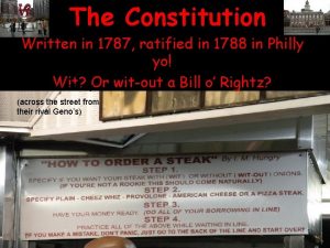 The Constitution Written in 1787 ratified in 1788