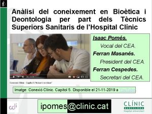 Anlisi del coneixement en Biotica i Deontologia per