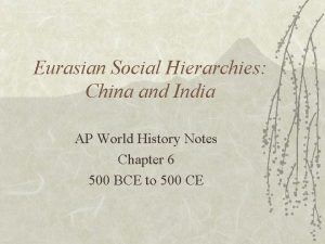 Eurasian Social Hierarchies China and India AP World