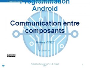 Programmation Android Communication entre composants Jrmy VINET IEConcept