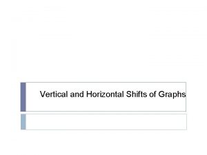 Vertical and Horizontal Shifts of Graphs Identify the