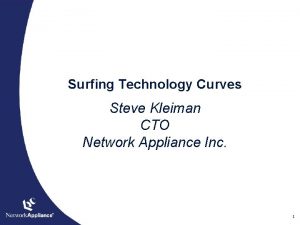 Surfing Technology Curves Steve Kleiman CTO Network Appliance