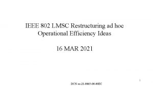 IEEE 802 LMSC Restructuring ad hoc Operational Efficiency