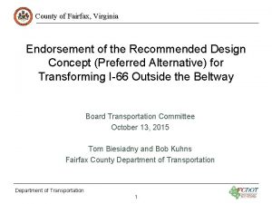 County of Fairfax Virginia Endorsement of the Recommended