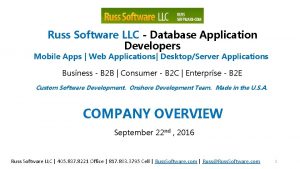 Russ Software LLC Database Application Developers Mobile Apps